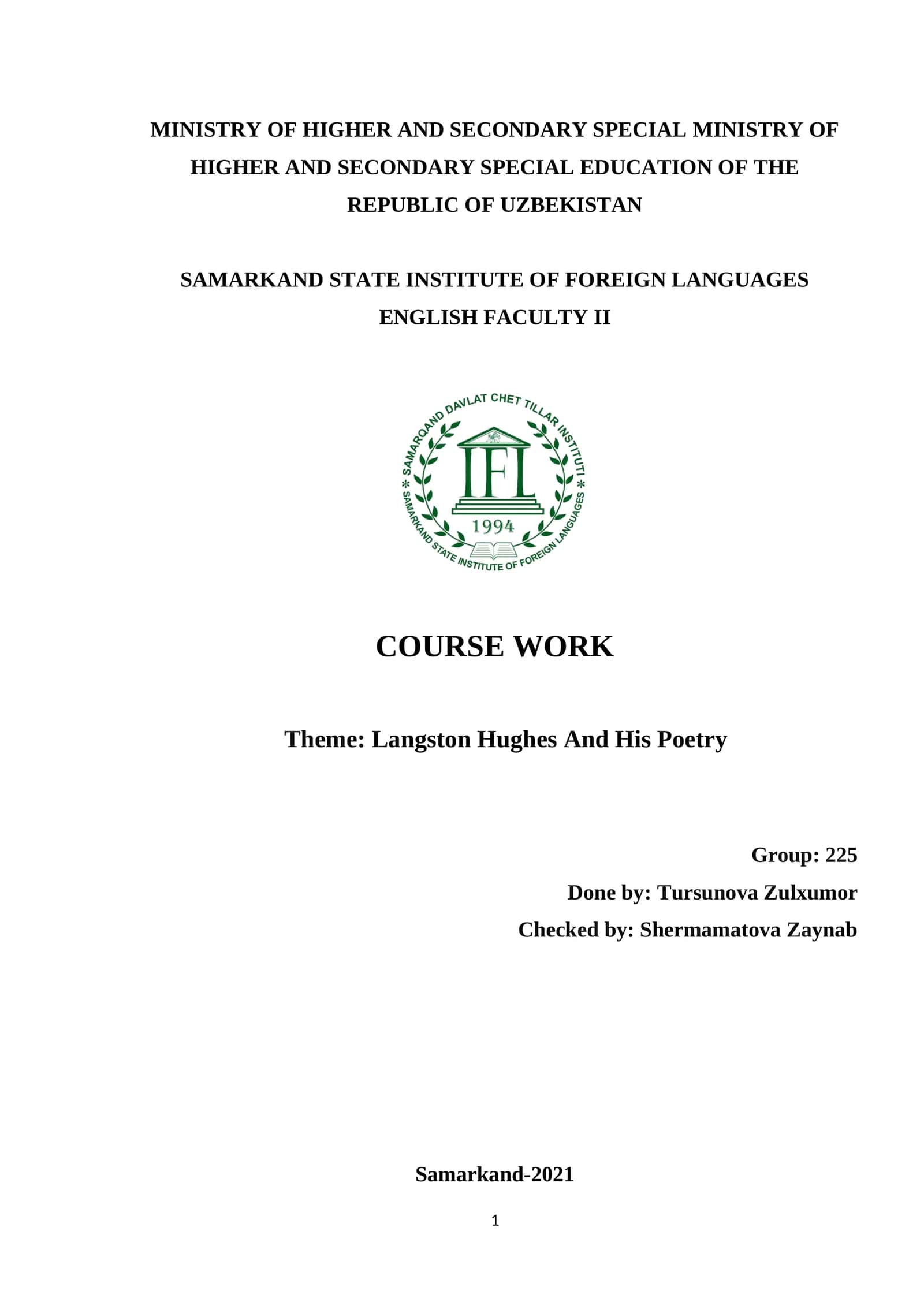 Theme: Langston Hughes And His Poetry 1