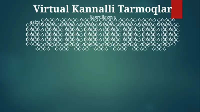 Virtual Kannalli Tarmoqlar 1