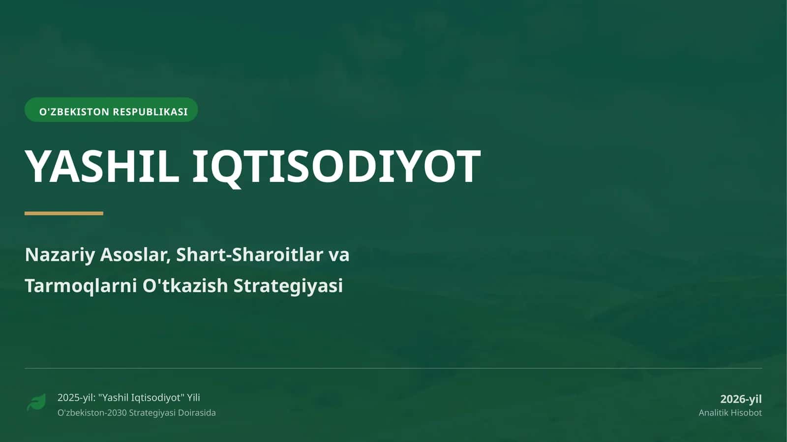 Yashil iqtisodiyot 1