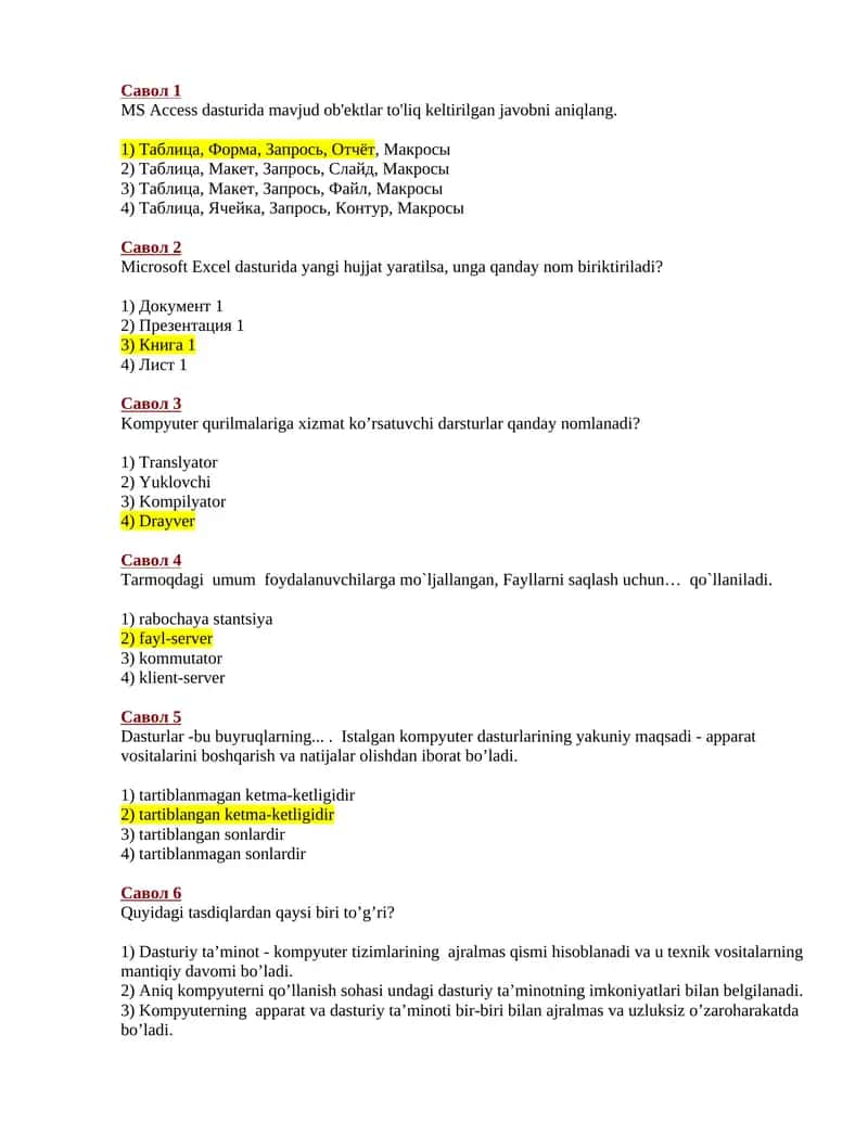 MS Access dasturida ob'ektlar 1