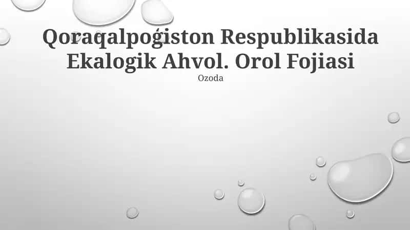 Qoraqalpoģiston Respublikasida Ekalogik Ahvol 1