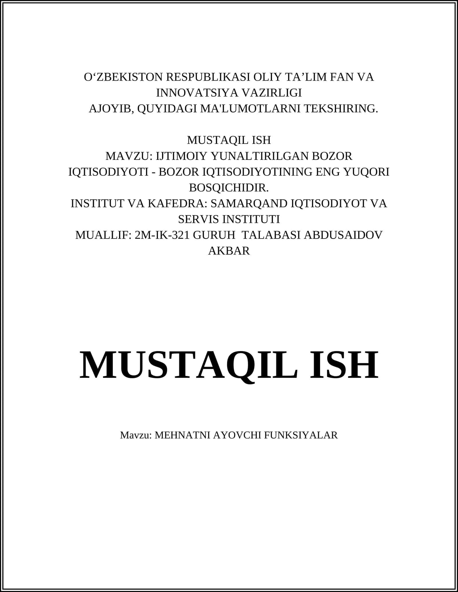 MEHNATNI AYOVCHI FUNKSIYALAR 1
