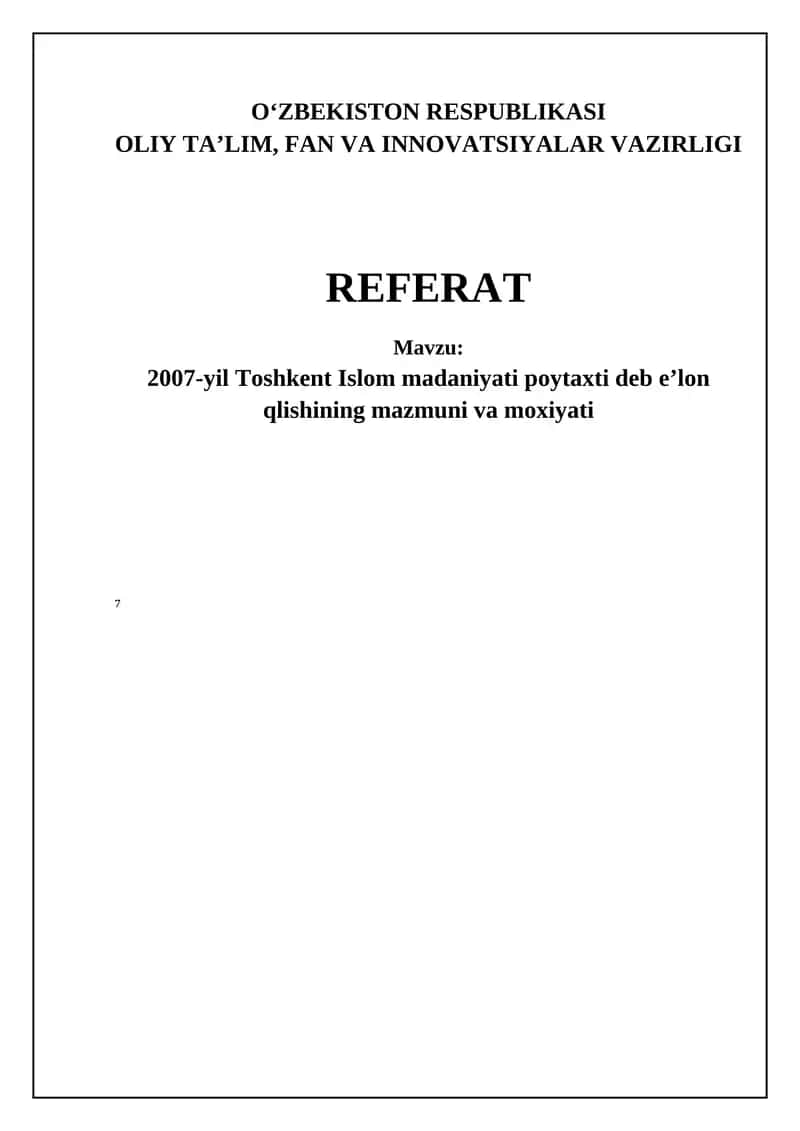 Toshkent Islom madaniyati poytaxti: Tarix va meros 1