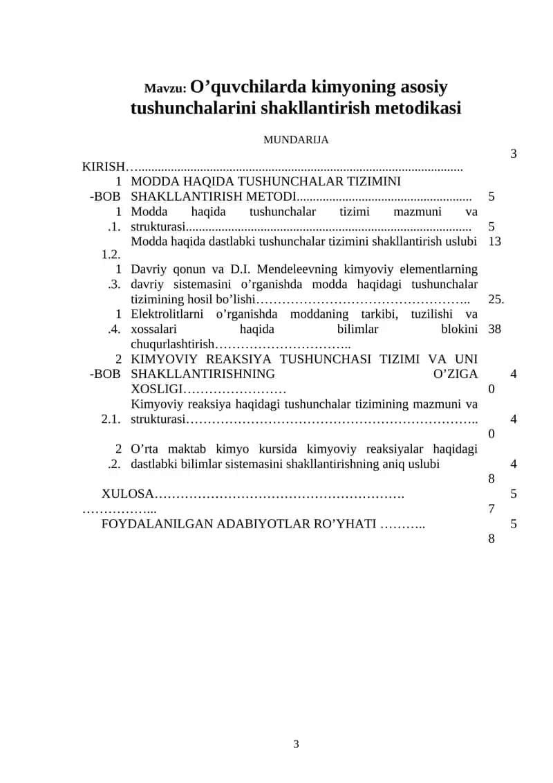 O’quvchilarda kimyoning asosiy tushunchalarini shakllantirish metodikasi 1
