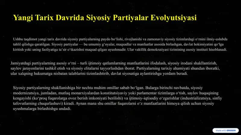 Yangi Tarix Davrida Siyosiy Partiyalar Evolyutsiyasi 1