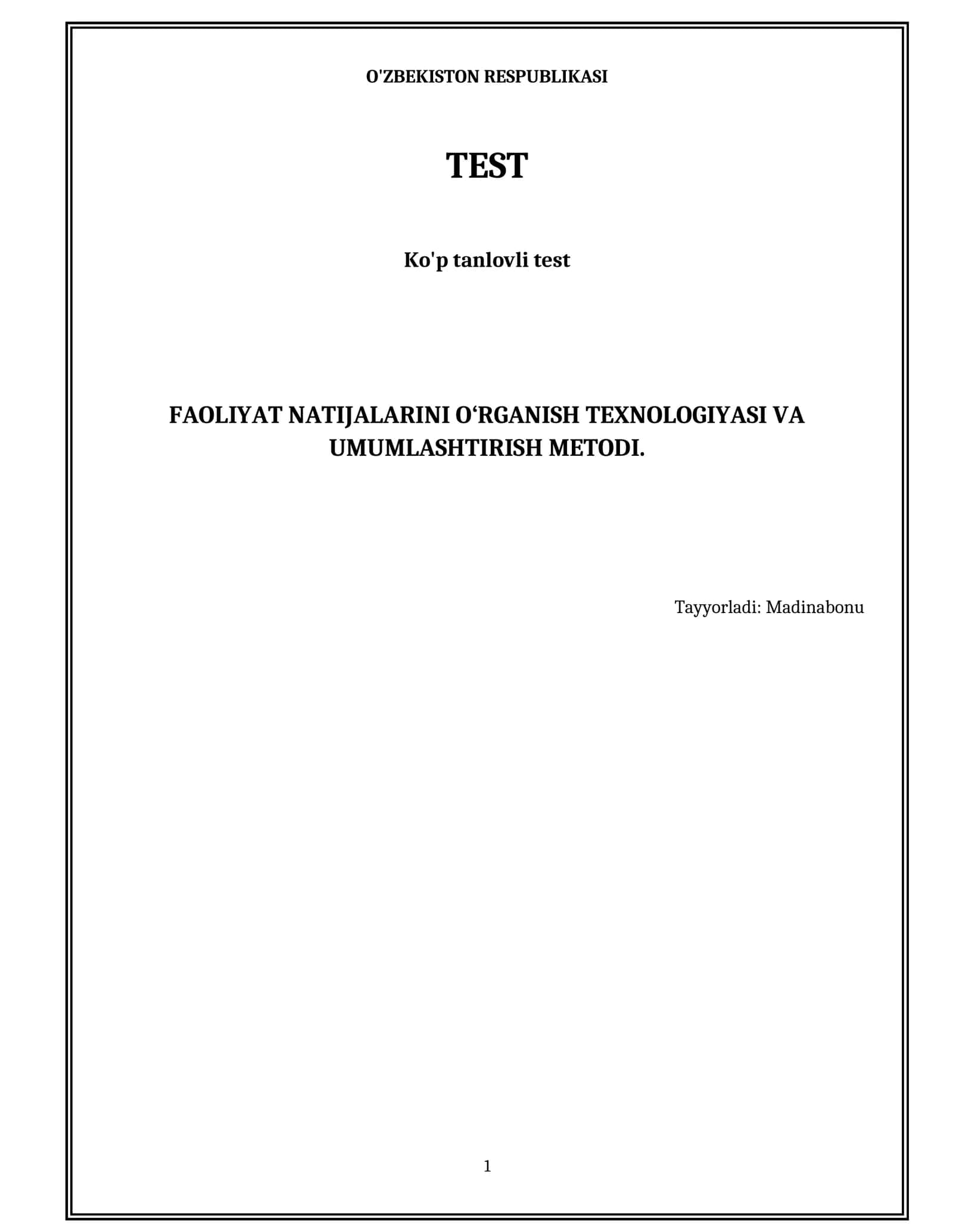 FAOLIYAT NATIJALARINI O‘RGANISH TEXNOLOGIYASI VA 1