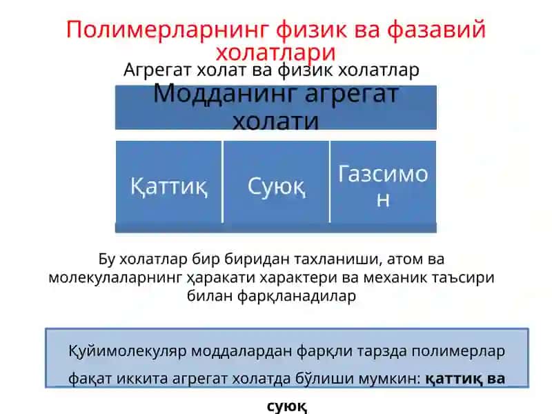 Полимерларнинг физик ва фазавий ҳолатлари