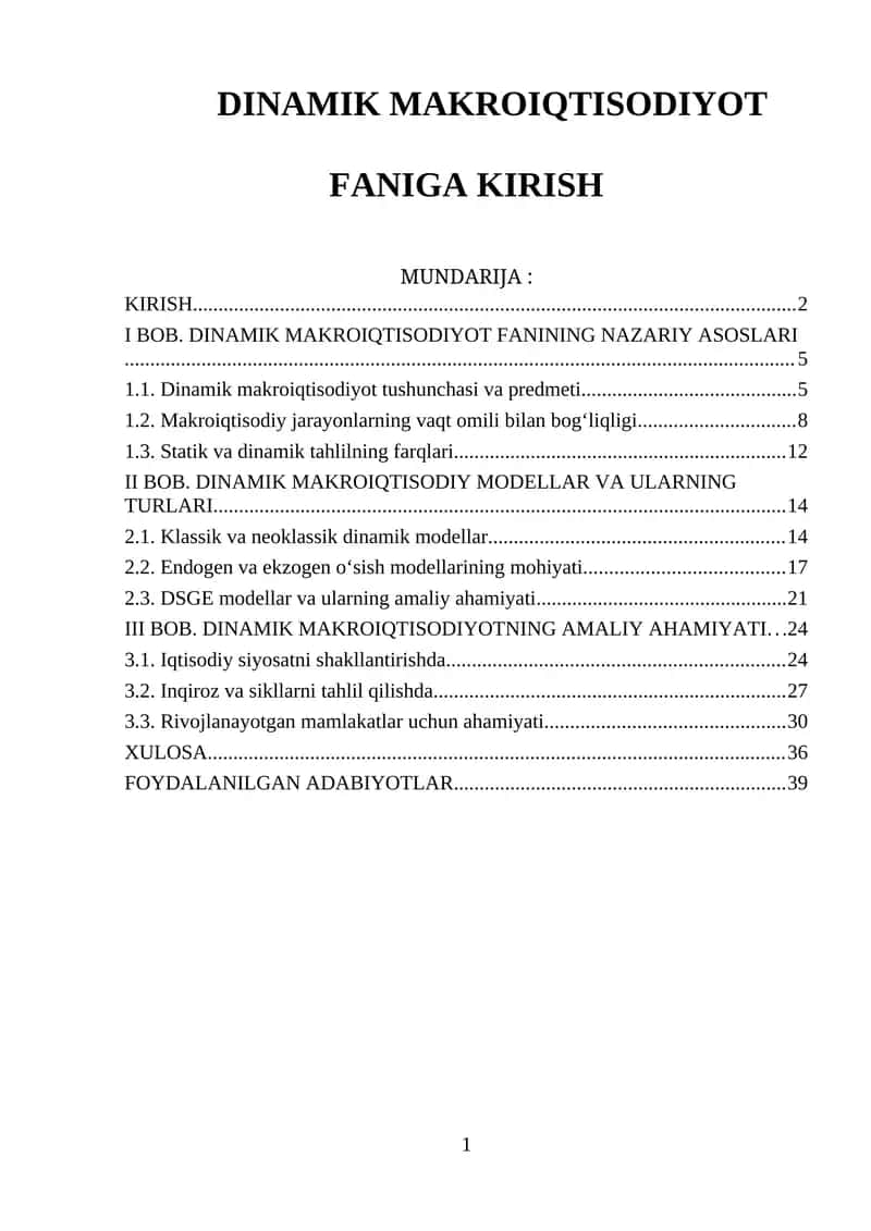 DINAMIK MAKROIQTISODIYOT FANIGA 1