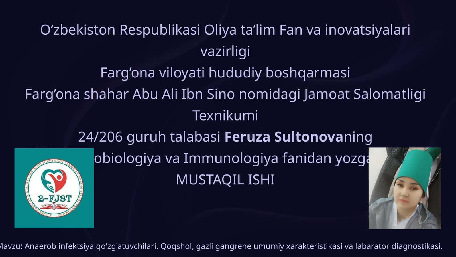 Anaerob infektsiya qo'zg'atuvchilari. Qoqshol, gazli gangrene umumiy xarakteristikasi va labarator diagnostikasi 1