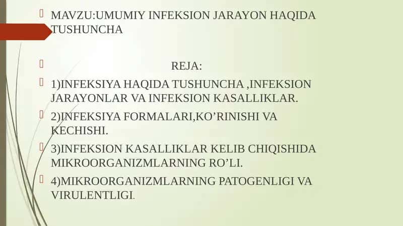 UMUMIY INFEKSION JARAYON HAQIDA TUSHUNCHA 1