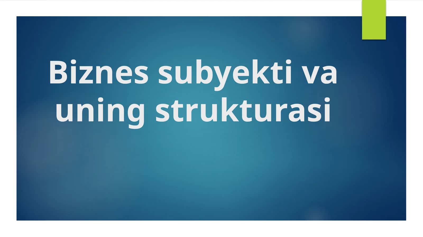 Biznes subyekti va uning strukturasi 1