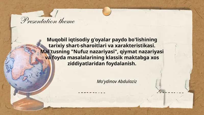 Muqobil iqtisodiy g'oyalar 1