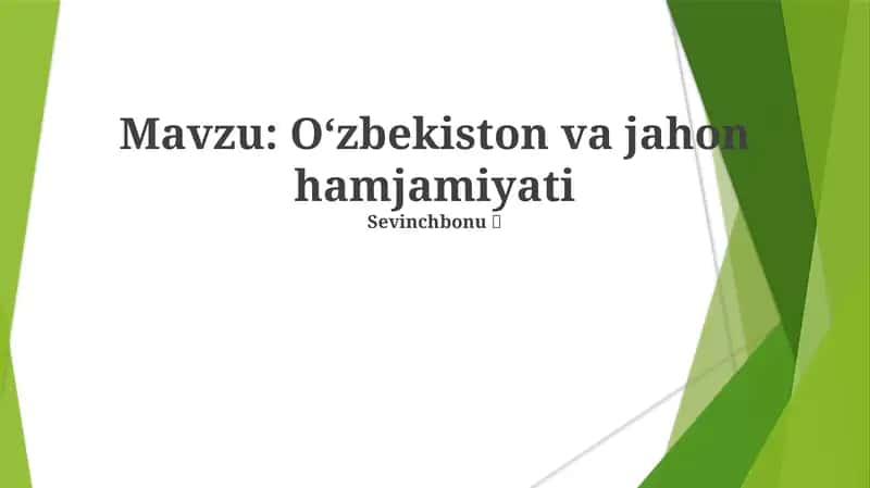 O'zbekiston va Jahon hamjamiyati 1