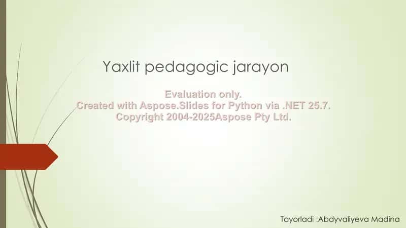 Yaxlit pedagogik jarayon 1