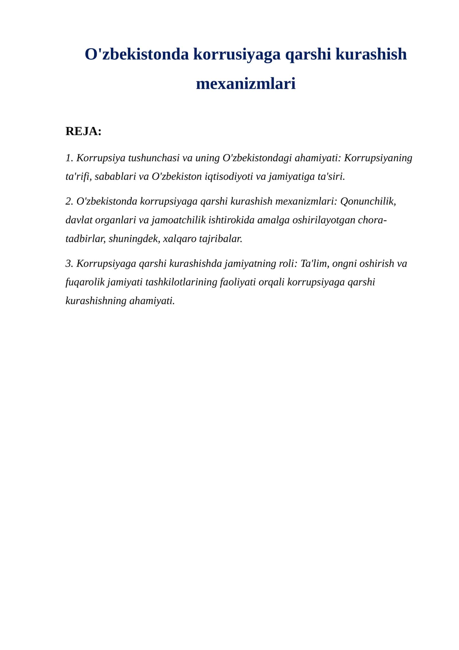 O'zbekistonda korrusiyaga qarshi kurashish mexanizmlari 1