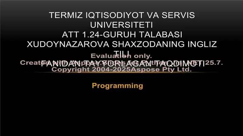 Computer programming 1
