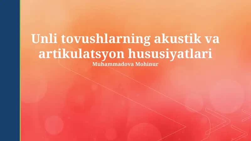Ovoz tovushlarini modellashtirish 1