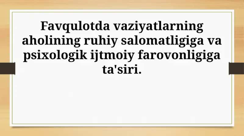 Favqulodda vaziyatlarning ruhiy salomatlikka ta'siri 1