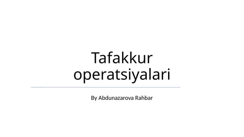 Tafakkur operatsiyalari 1