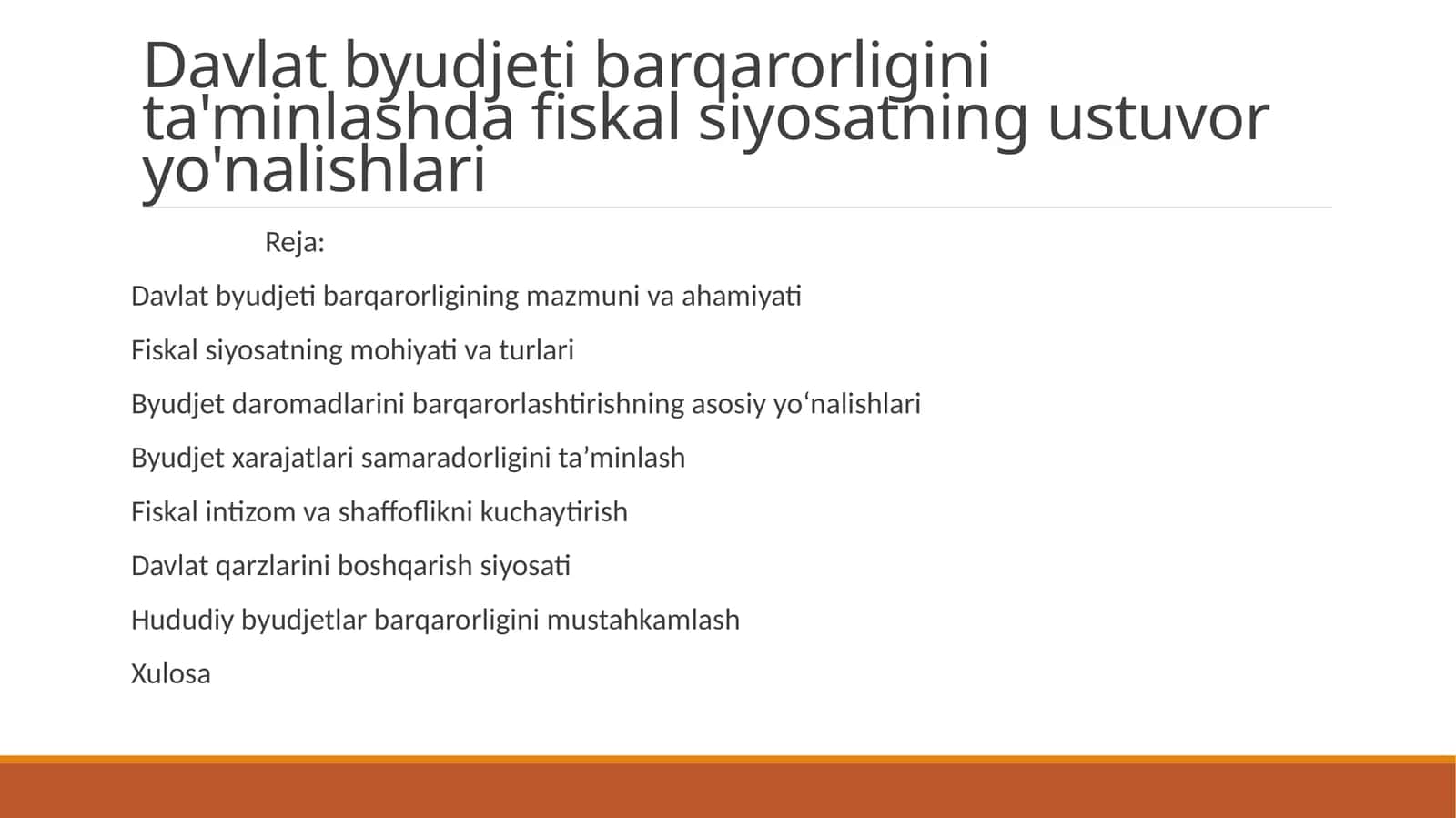 Davlat byudjeti barqarorligini ta'minlashda fiskal siyosatning ustuvor yo'nalishlari 1