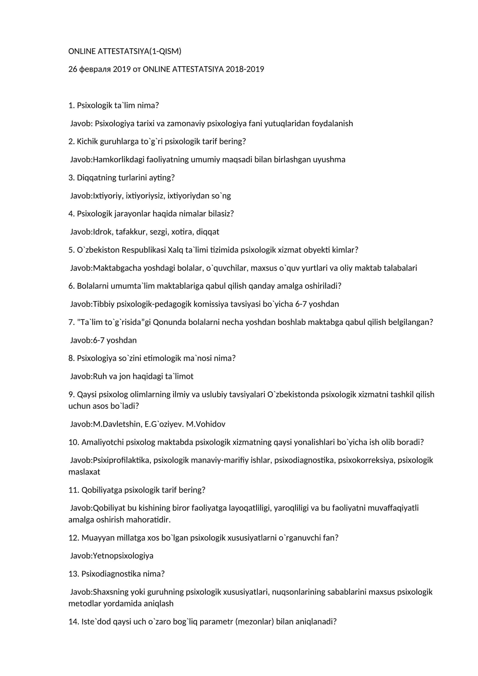Psixologiya atestatsiya savollari 1 qism 1