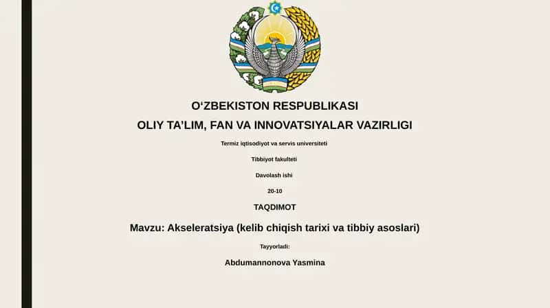 Akseleratsiya (kelib chiqish tarixi va tibbiy asoslari) 1