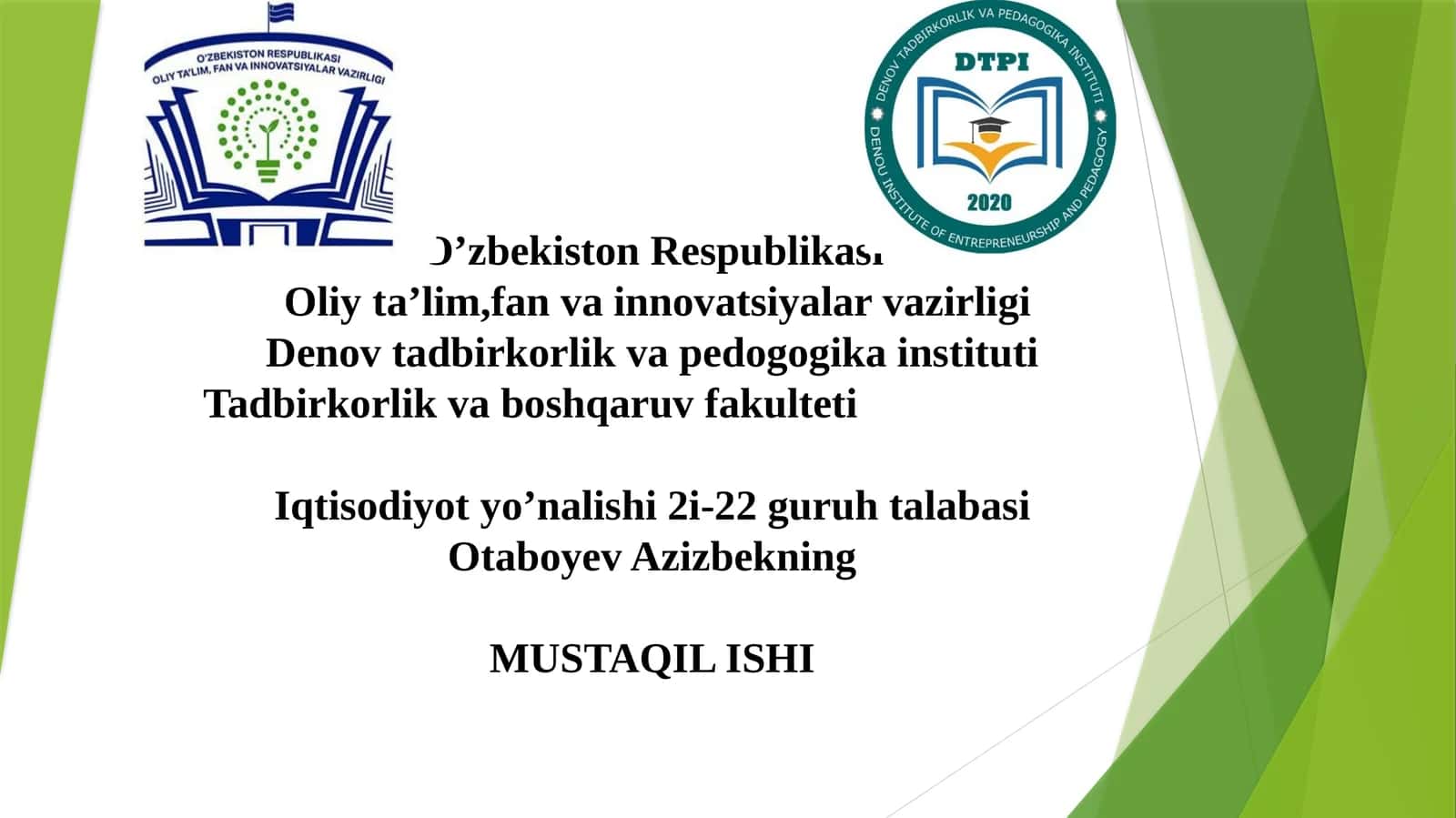 Investitsiyalar hisobi 1