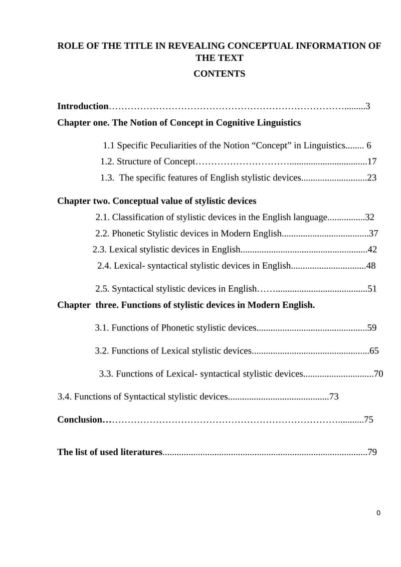 ROLE OF THE TITLE IN REVEALING CONCEPTUAL INFORMATION OF THE TEXT 1