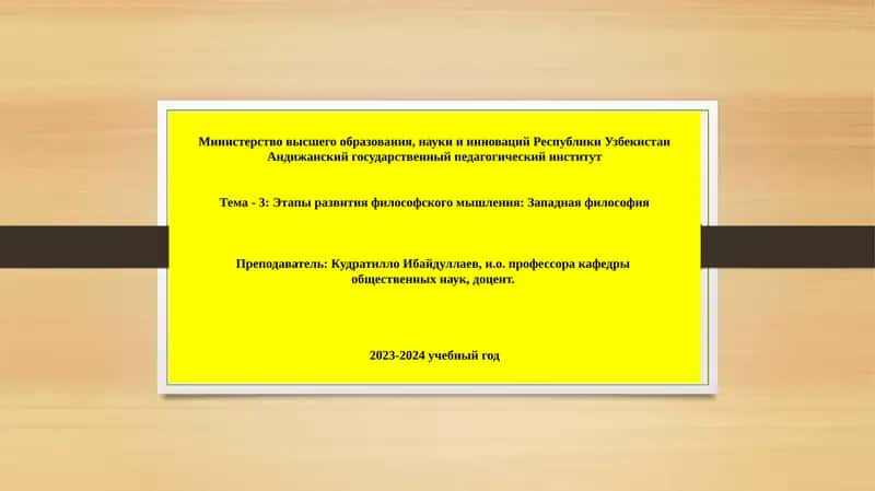 Этапы развития философского мышления: Западная философия 1