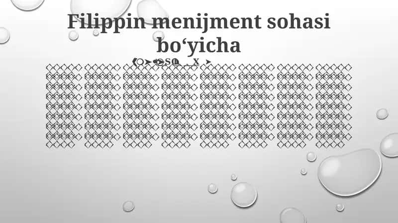 Filippin Menijment Sohasi Boʻyicha 1