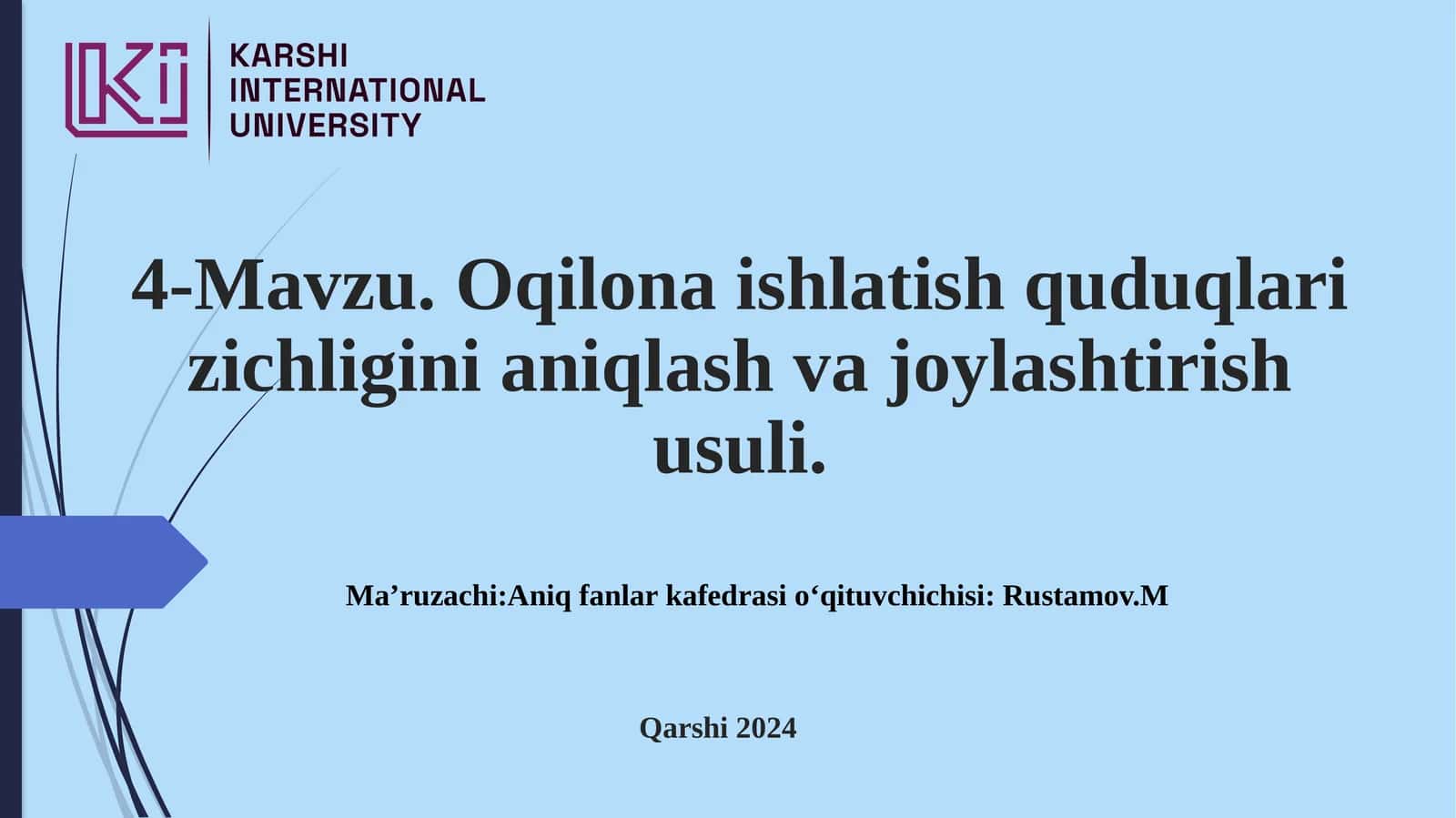 Ishlatish quduqlari zichligini aniqlash va joylashtirish usuli 1