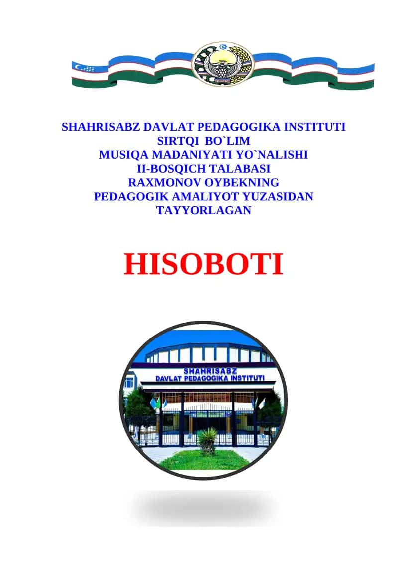 PEDAGOGIK AMALIYOT YUZASIDAN TAYYORLAGAN HISOBOTI 1