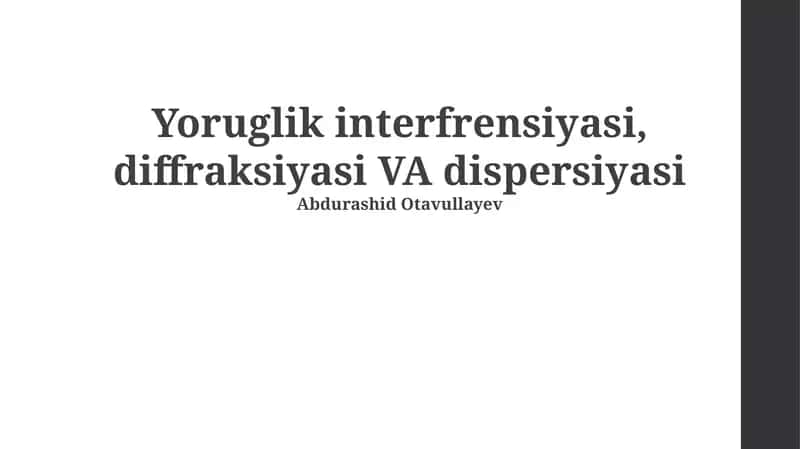 Yorug'likning Interferentsiyasi 1