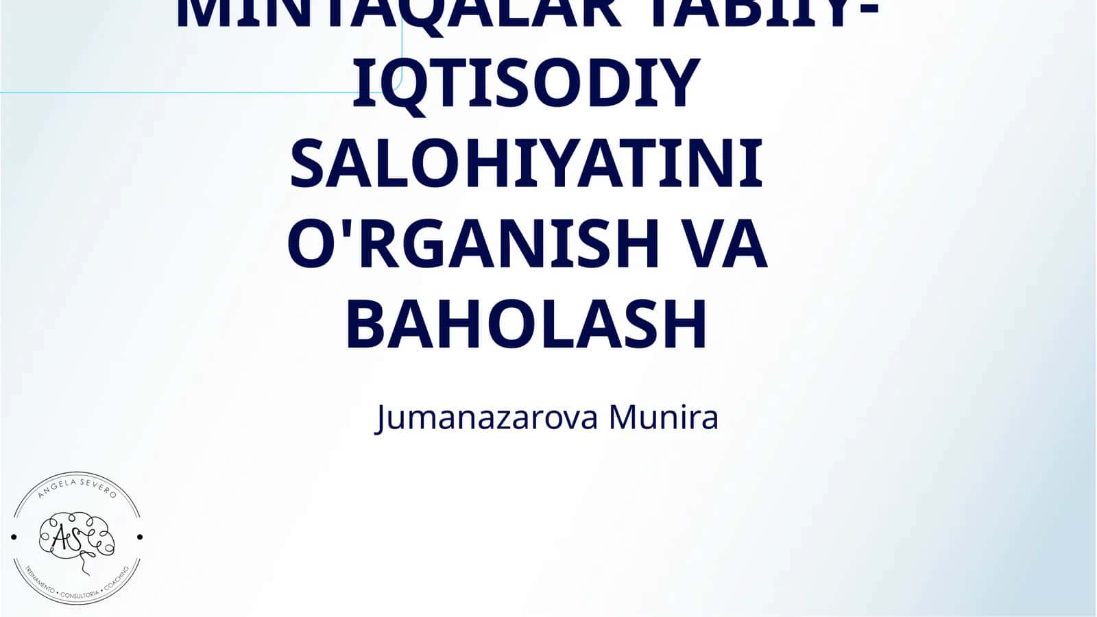 MINTAQALAR TABIIY-IQTISODIY SALOHIYATINI O'RGANISH VA BAHOLASH 1