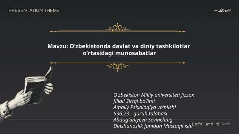 Dinshunoslik fanidan Mustaqil ishi 1