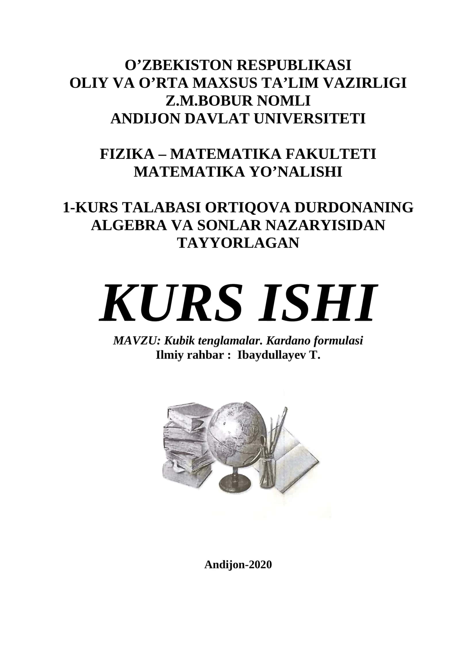 Kubik tenglamalar. Kardano formulasi 1