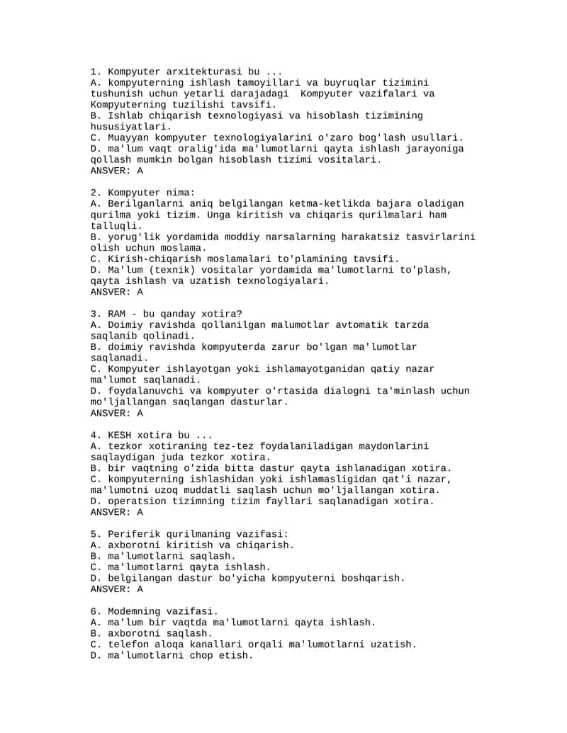 Kompyuter arxitekturasi 1