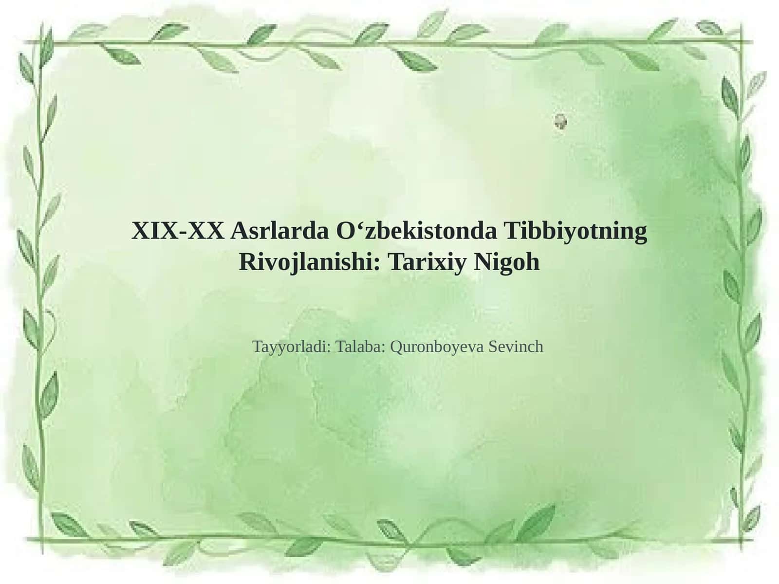XIX-XX Asrlarda Oʻzbekistonda Tibbiyotning Rivojlanishi: Tarixiy Nigoh 1