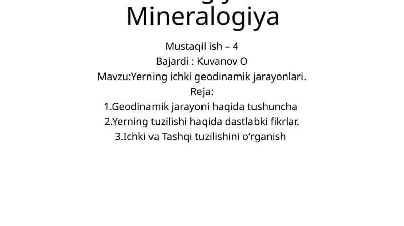 Geologiya va Mineralogiya 1