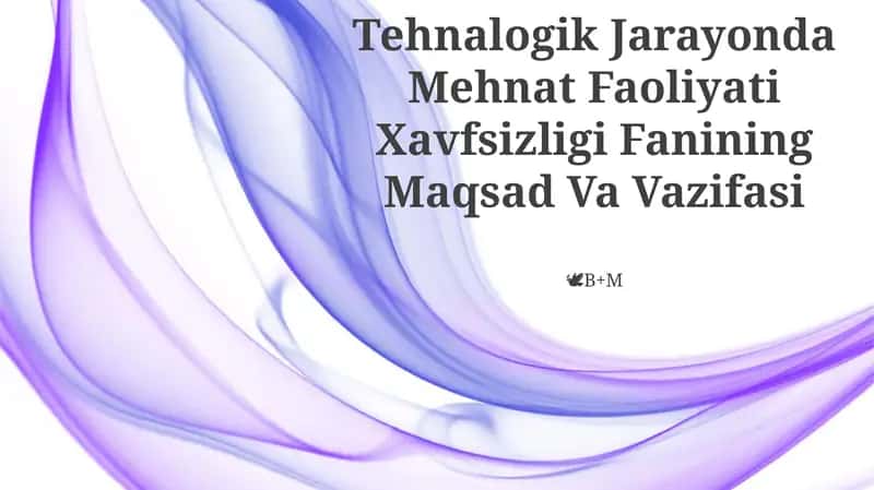 Tehnalogik Jarayonda Mehnat Faoliyati Xavfsizligi 1