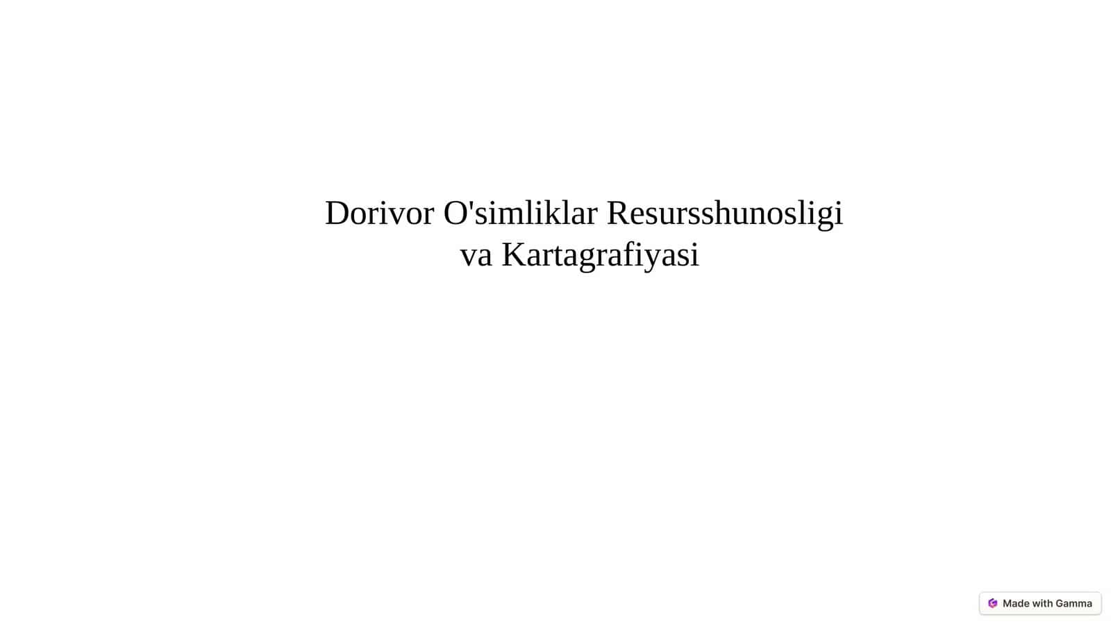 Dorivor o'simliklar resursshunosligi va kartagrafiyasi 1