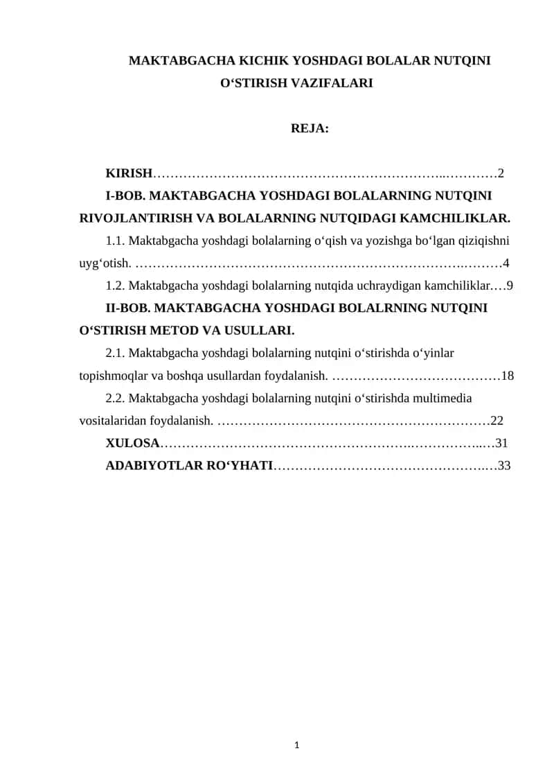 Maktabgacha kichik yoshdagi bolalar nutqini o‘stirish vazifalari 1