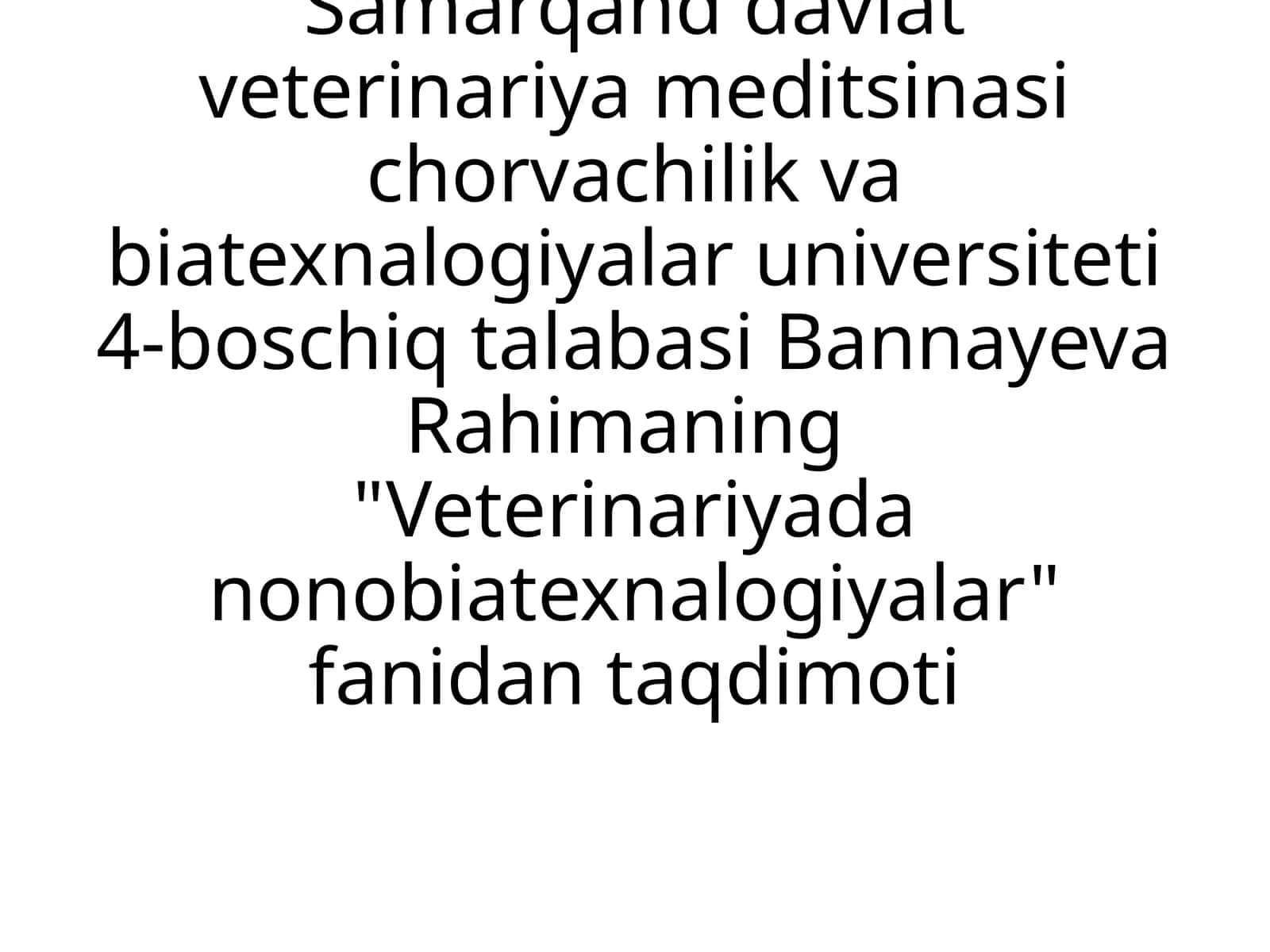 Veterinariyadan oʻbixat ekologiyalar 1