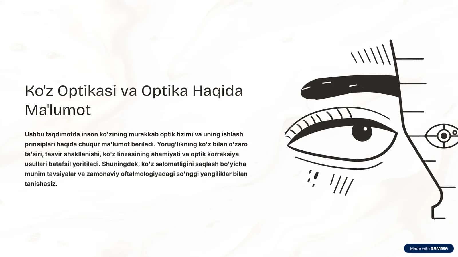 Ko'z Optikasi va Optika Haqida Ma'lumot 1