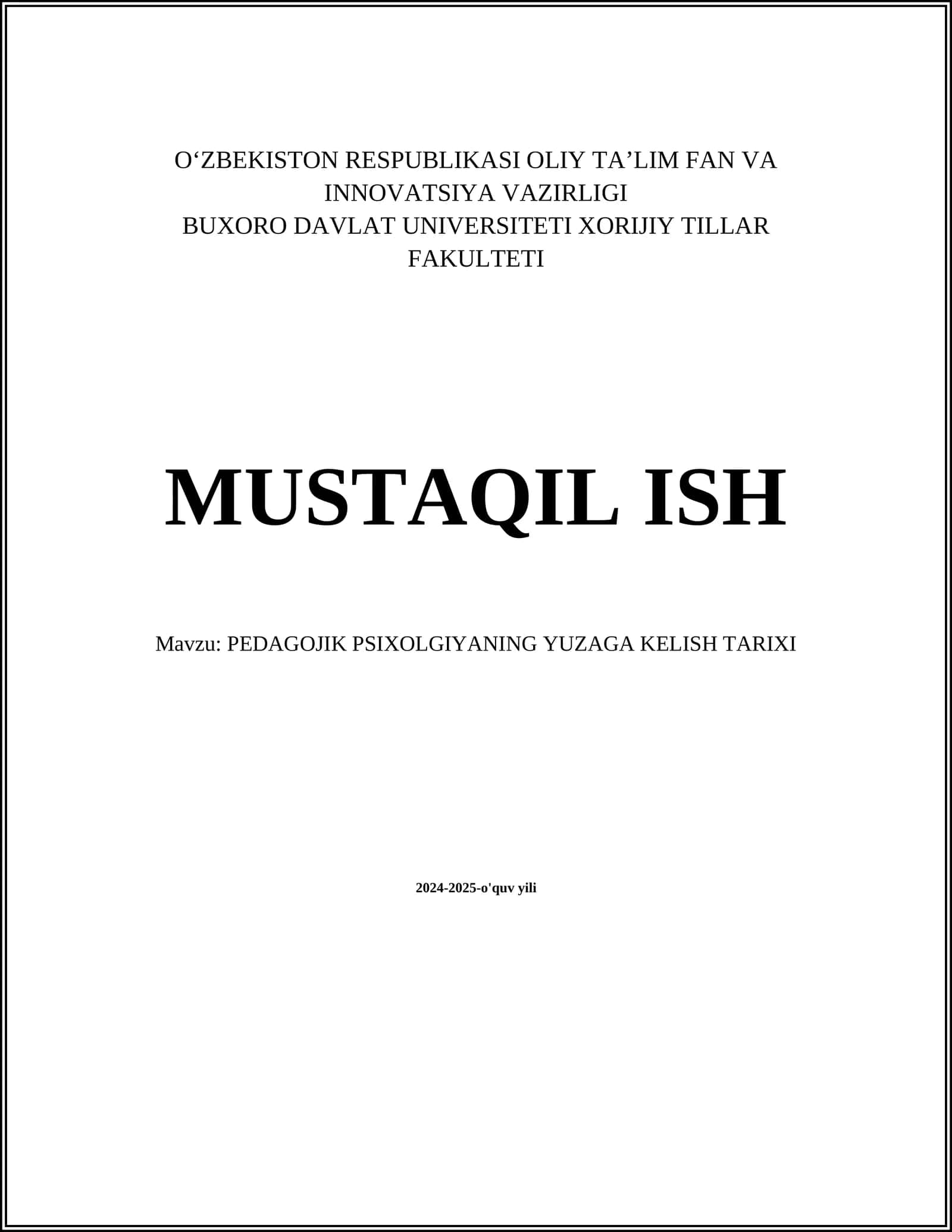 PEDAGOJIK PSIXOLOGIYANING YUZAGA KELISH TARIXI 1