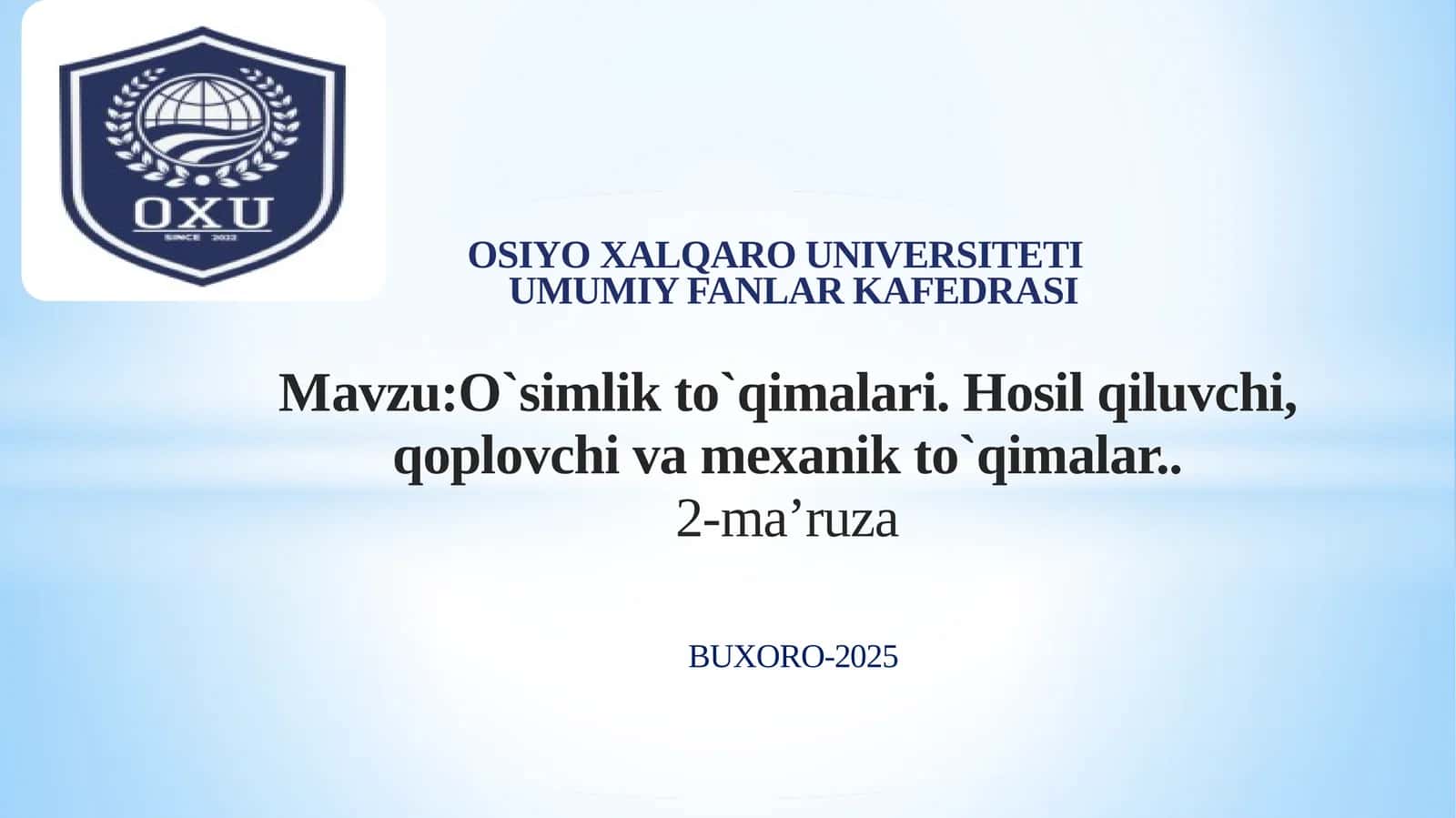 O`simlik to`qimalari.Hosilqiluvchi, qoplovchi vamexanik to`qimalar 1