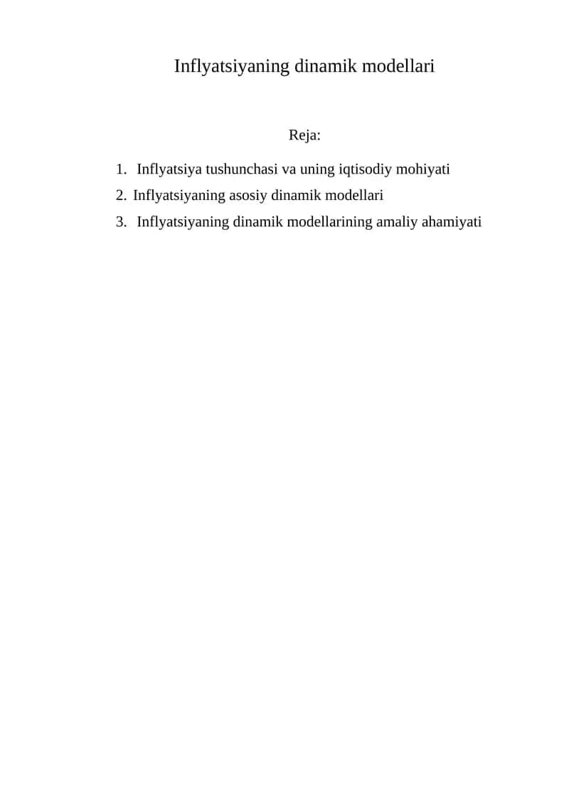 Inflyatsiyaning dinamik modellari 1
