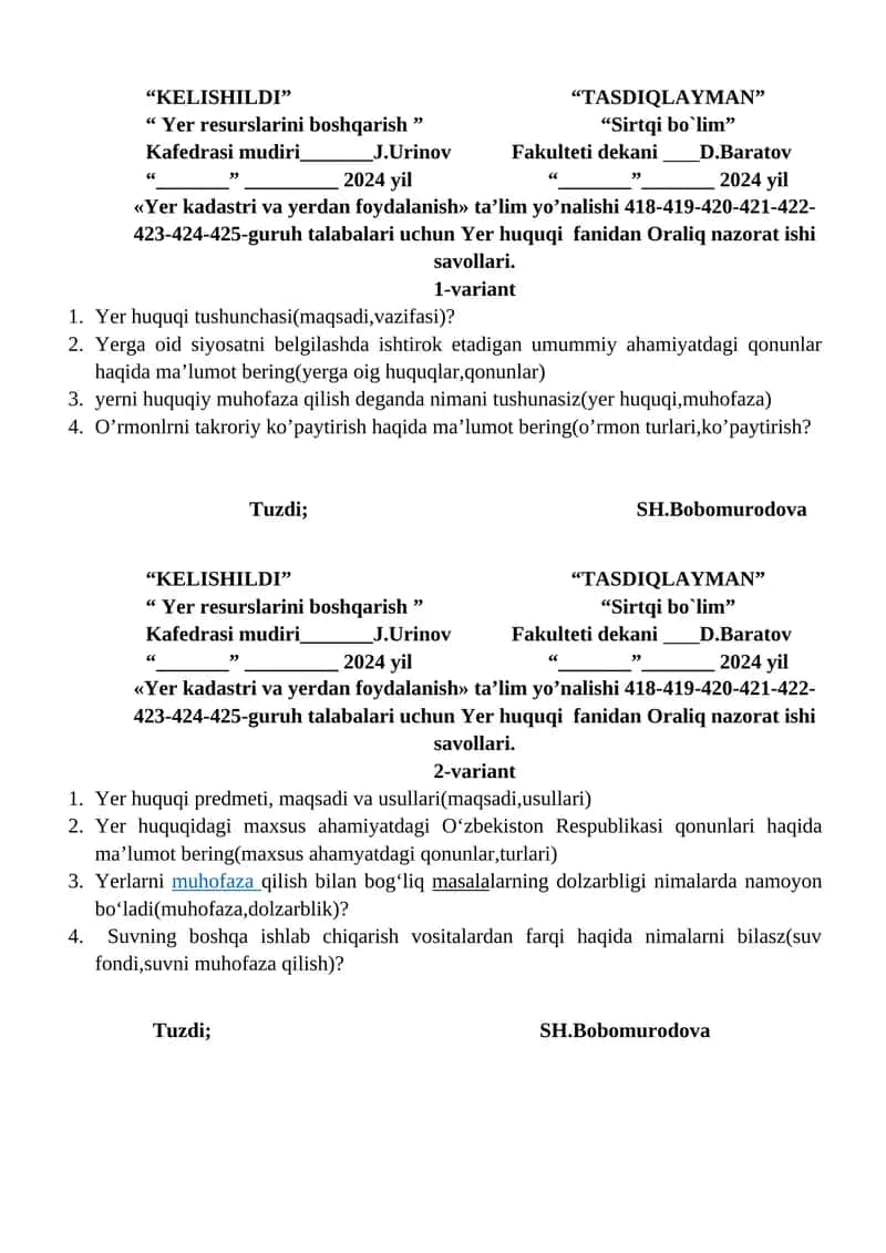 Yer kadastri va yerdan foydalanish 1