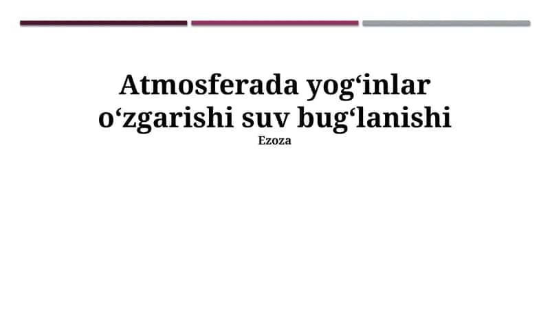 Namlikning qisqa muddatli o'zgarishlarini bashorat qilish 1