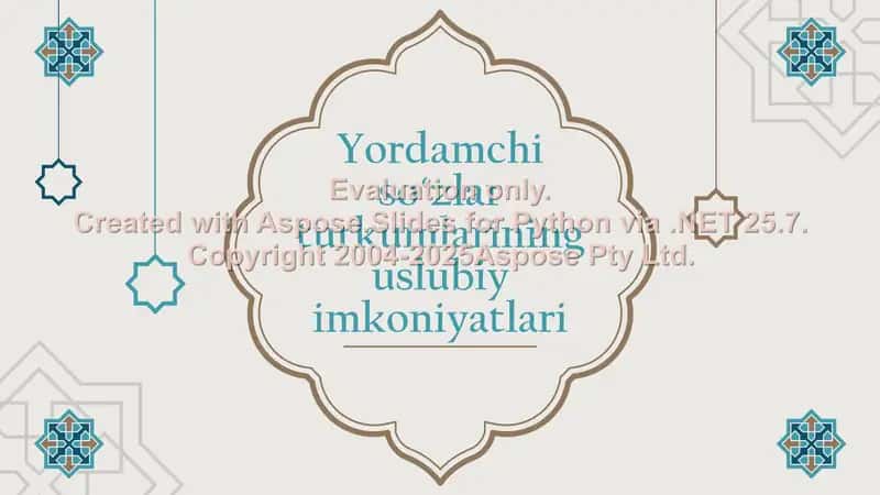 Yordamchi so‘zlar turkumlarining uslubiy imkoniyatlari 1